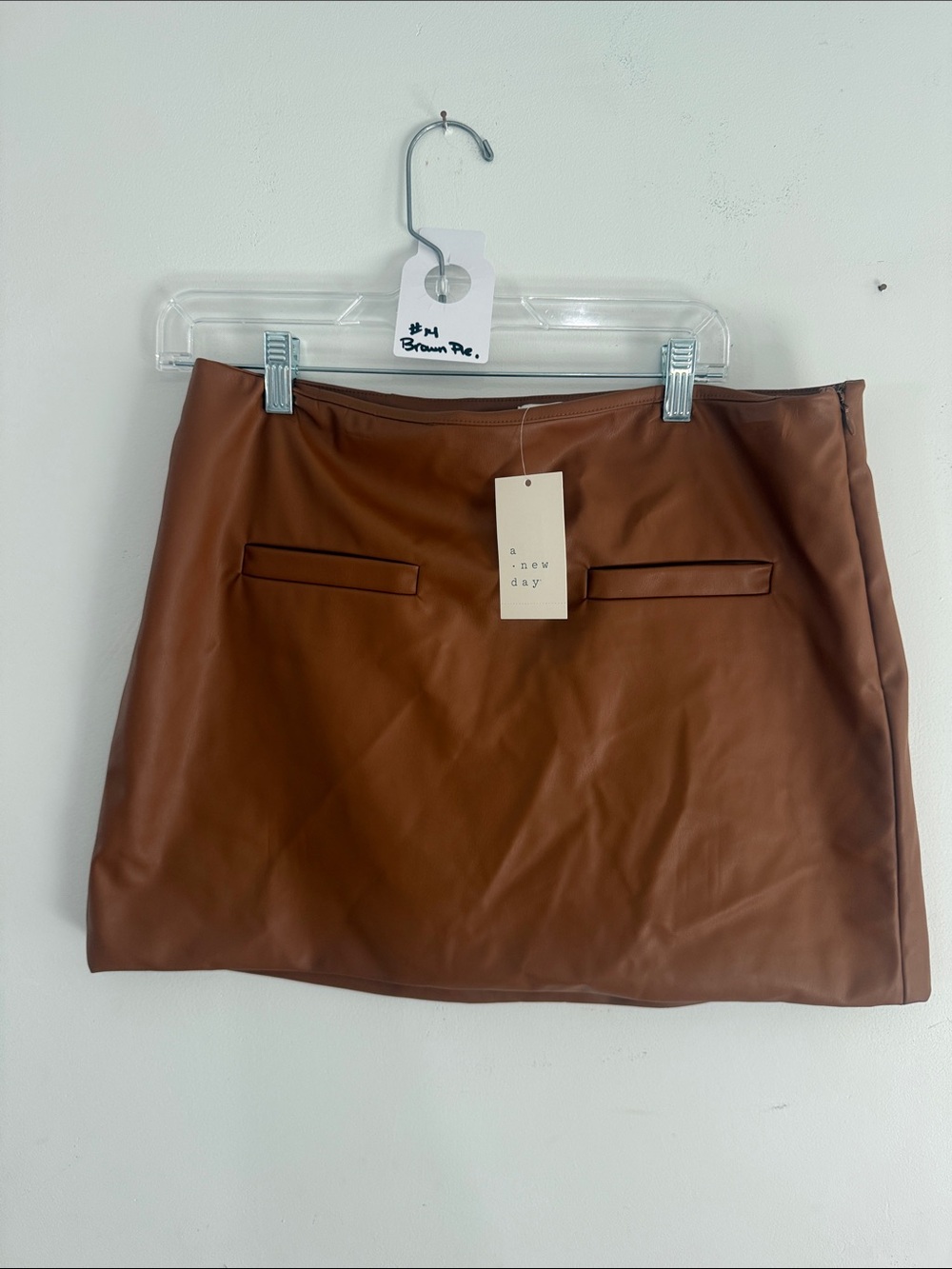 a new day Cognac Faux Leather Mini Skirt